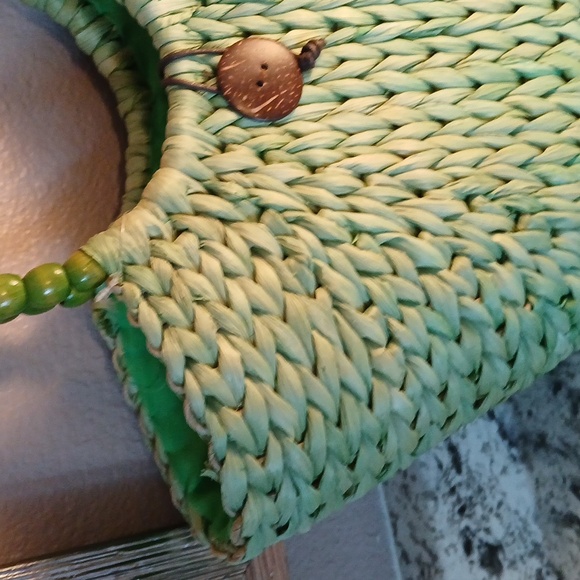 🌴 Straw Studios NWT green bag tote purse 👜 - Picture 3 of 11